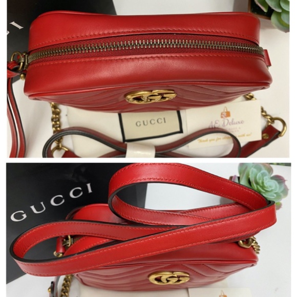 Gucci GG Marmont Mini Red Matelasse Leather Crossbody (E028007489) - Picture 12 of 16